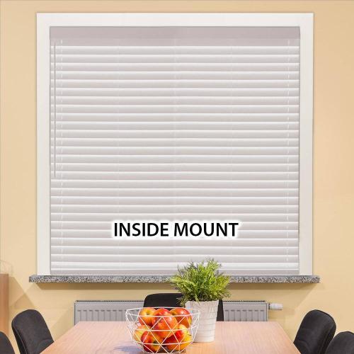 Size 22.5x48 Color White Home Decorators Collection White Cordless Faux Wood Blinds for Windows with 2 in. Slats - 23 in. W x 48 in. L (Actual Size 22.5 in. W x 48 in. L)