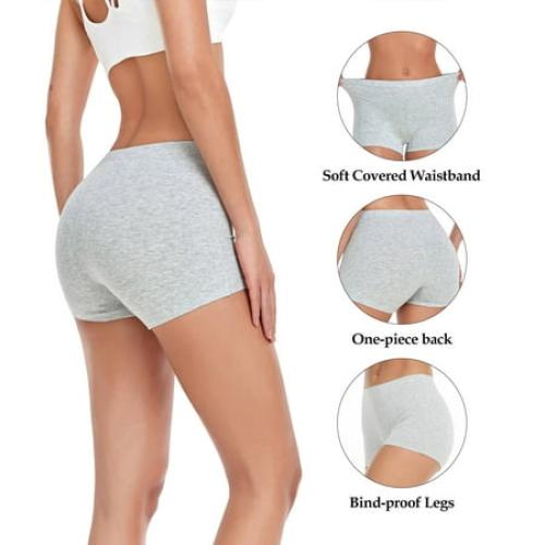 wirarpa Women's Boyshorts Panties Cotton Boxer Briefs for Ladies Underwear Shorts with Cotton Crotch 4 Pack Black Grey Beige White Medium