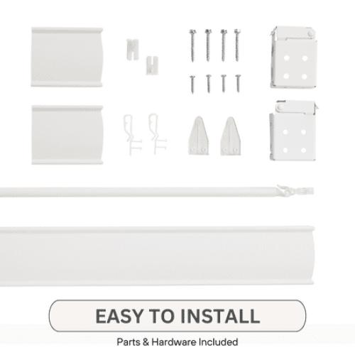 Lotus & Windoware Cordless 2 Faux Wood Room Darkening Horizontal Blind, 35 W x 60 L, Smooth, Snow White