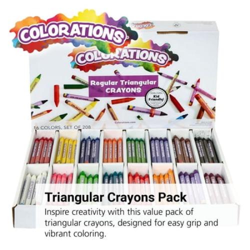 Colorations Regular Size Triangular Crayons Value Pack - Set of 208
