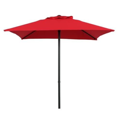 Mainstays Outdoor 5' Red Square Market Patio Umbrella, Push-Up Only Function