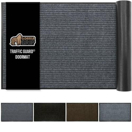 GORILLA GRIP Door Mat, Waterproof, Traffic Guard Commercial Office Doormat, 35x23, Gray
