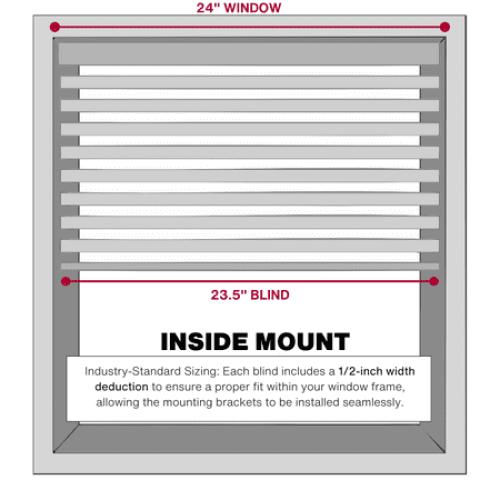 Lotus & Windoware Cordless 2 Faux Wood Room Darkening Horizontal Blind, 25 W x 60 L, Bright White, Smooth