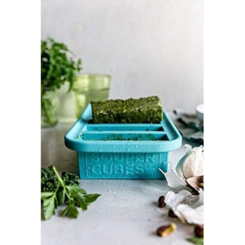 Souper Cubes 1/2-Cup Freezing Tray with lid, makes 6 perfect 1/2 cup portions, freeze pesto, salsa, or sauce