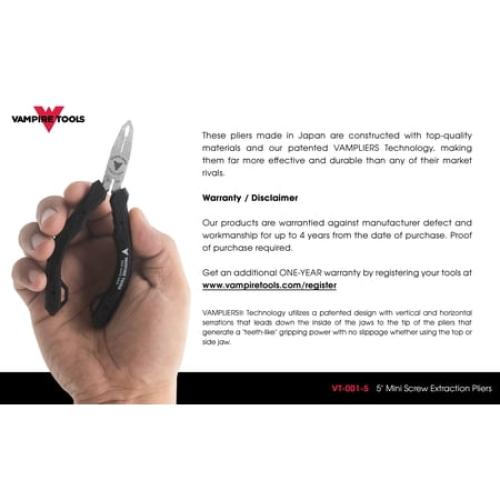 VAMPLIERS Mini Pliers 5 VT-001-5 Stripped Screw Removal Tool, ESD Safe Mini Pliers, Hand Tools for Electronics Repair