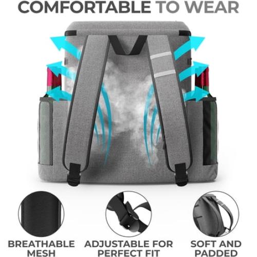Everlasting Comfort Insulated Cooler Backpack Leak Proof Thermal Bag Picnic Backpack, Gray