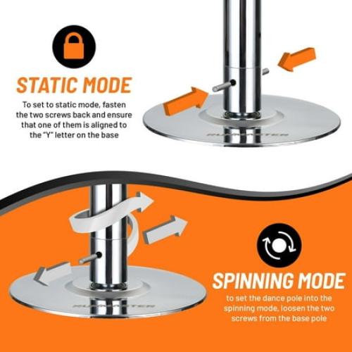 Premium Pole Spinning Static Dance Pole Kit | Portable & Removable 45mm Exercise Pole for Club, Party, Home Easy Assembly Safe & Sturdy Steel Construction | Silicone Rubber Protection