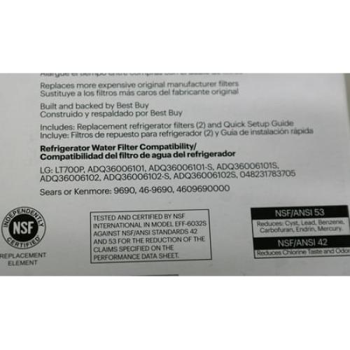 Best Buy Essentials BE-LGLT7532 Premium Refigerator Water Filter for LG Sears Kenmore