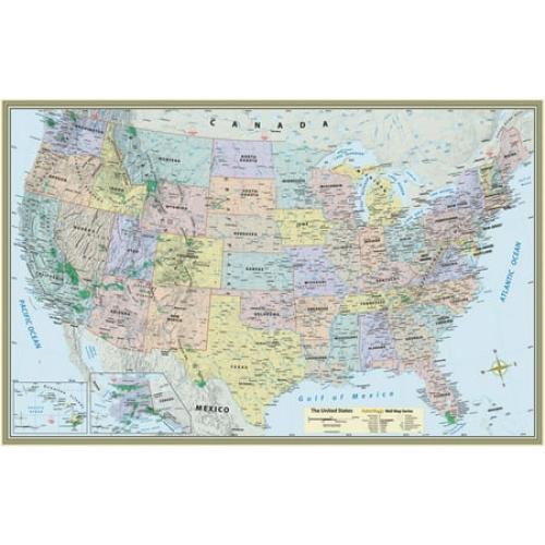 QuickStudy U.S. Map Laminated Poster 50 x 32