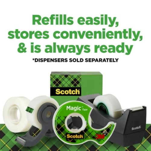 Scotch Magic Tape, Clear, 3/4 x 1000, 6 Rolls with Black Dispenser