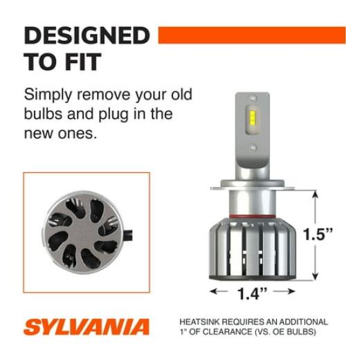 Sylvania H7 LED Fog Light and Powersport Bulb, 2 Pack, Compatible with Multiple Cars