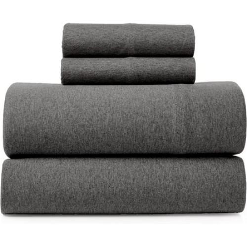 Road Trip America Jersey Sheet Set - 4 Pieces Queen Cotton Sheets Set - Stretchable Ultrasoft Luxury Knit Bed Linen (Dark Gray, Queen)