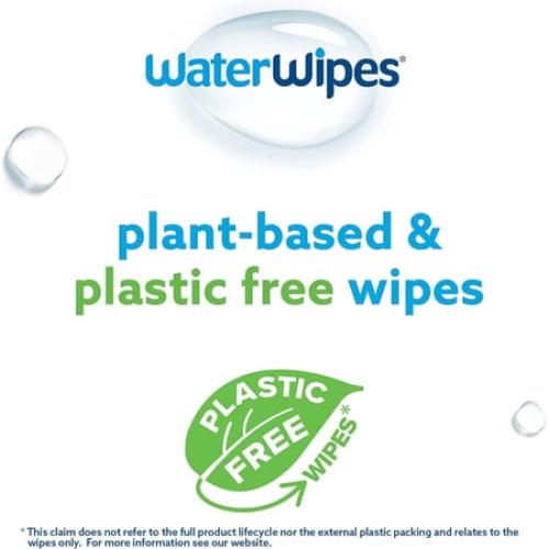 WaterWipes Plastic-Free Original Baby Wipes, 99.9% Water Based Wipes, Unscented & Hypoallergenic for Sensitive Skin, 180 Count (3 packs), Packaging May Vary 60 Count (Pack of 3)