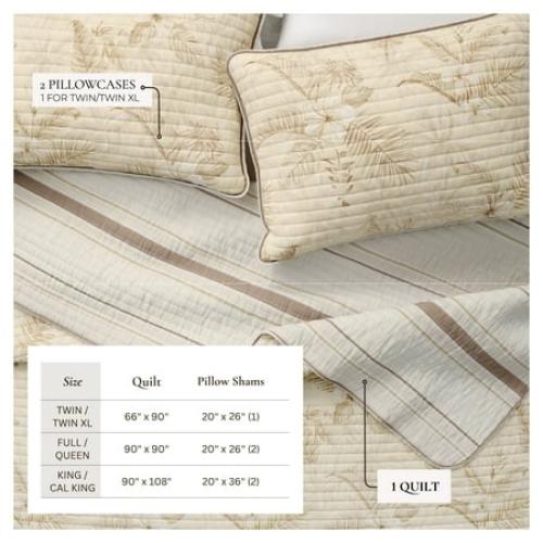 Ridge & Cove Tropical Palms Reversible KING SIZE / Cotton Quilt Set