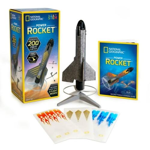 NATIONAL GEOGRAPHIC Rocket Launcher for Kids – Motorized Air Rocket, Self-Launching Rocket Toy with Safe Landing, Launch Rocket up to 200 ft.