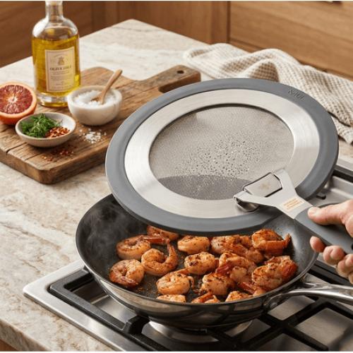 MIU Silicone Stainless Steel Dual-Material Edge Fine Mesh Core Splatter Guards with 2-Piece Set