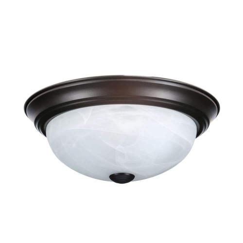 Size 14 in. Medium 2-Light Oil Rubbed Bronze Ceiling Light Flush Mount