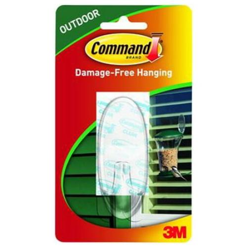 Command 17093CLR-AWES Window Hook, Outdoor, Foam Strip, Clear, Large - Quantity 4