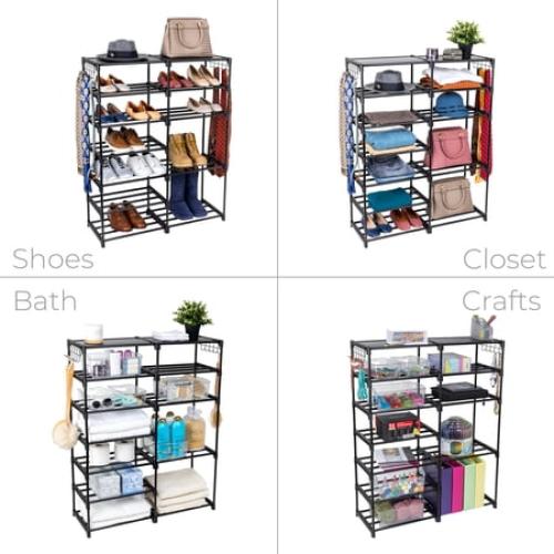 Mainstays 7-Tier Space-Saving Shoe Rack, Holds up to 21 Pairs, Black