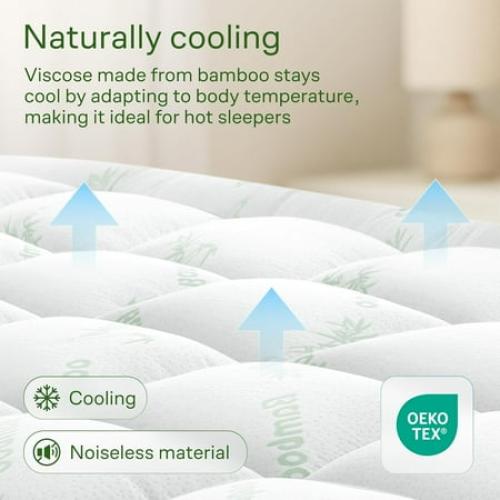Niagara Sleep Solution Bamboo Mattress Topper Cover Queen with 1 Pillow Protector Cooling Pillow