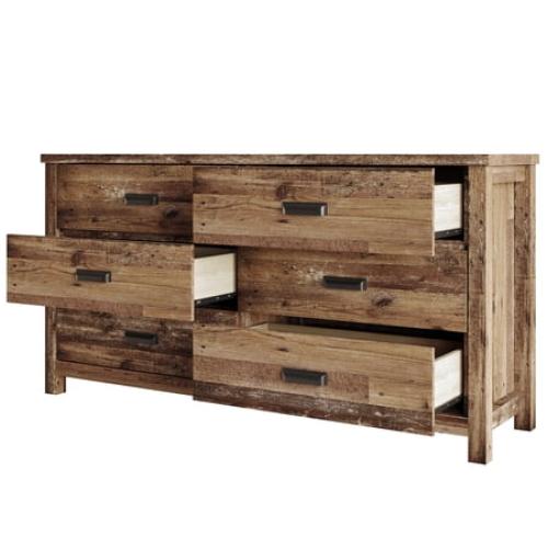 Home Design Racine 6 Drawer Dresser, Vintage Oak