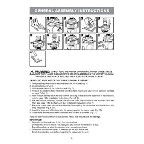 Hyper Tough 1.5 Gallon 2 Peak HP Poly Wet/Dry Vacuum, VH105 3502, New