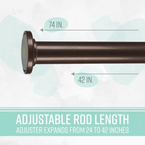 Home Details 42 to 74 Adjustable Straight Shower Curtain Tension Rod, Oil Rubbed
