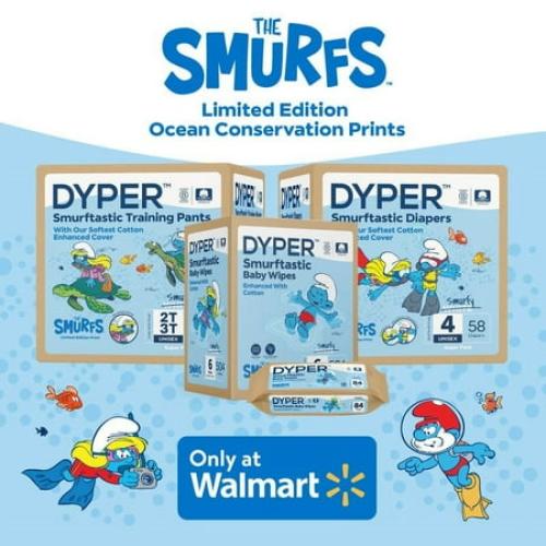 DYPER Cotton-Enhanced Baby Wipes Smurfs Edition, 6 Pack, 504 Count