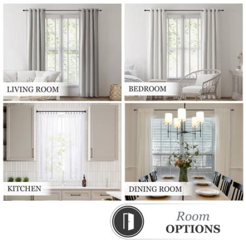 Kenney Chelsea 5/8 Matte Black Single Curtain Rod, 28-48, Black
