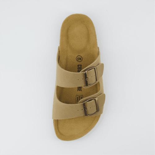 Size 8 M Cushionaire Women's Lane Cork Footbed Sandal – Comfortable Double Buckle Slip-On with Genuine Suede Footbed & Arch Support Slide Sandals for Women