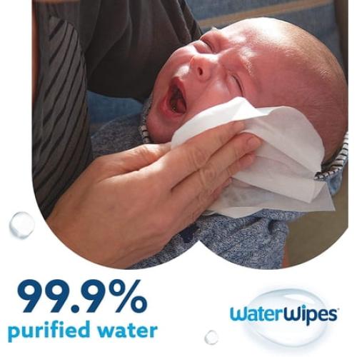WaterWipes Plastic-Free Original Baby Wipes, 99.9% Water Based Wipes, Unscented & Hypoallergenic for Sensitive Skin, 180 Count (3 packs), Packaging May Vary 60 Count (Pack of 3)