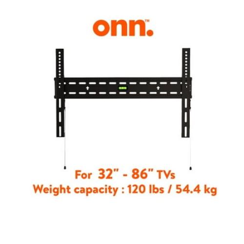 onn. Fixed TV Wall Mount for TVs 32 to 86, Holds Up To 120 lbs