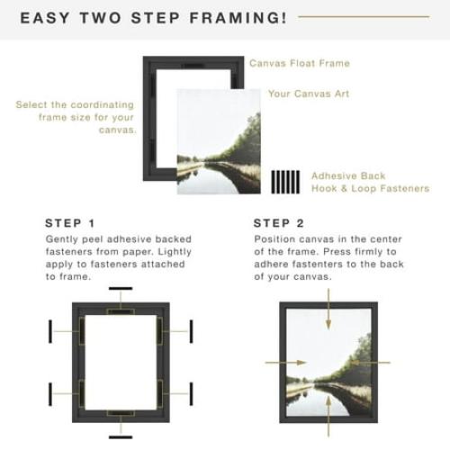 MCS Canvas Float Frames 16x20 Frame, Black Frame for Finished Canvases, Vertical & Horizontal Wall Hanging Large Frame with Adhesive for Canvas Paintings (1-Pack)