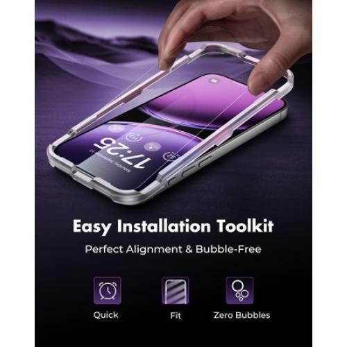 UNBREAKcable Screen Protector 2 Pack for iPhone 17, Tempered Glass, 9H Anti-Scratch, Bubble-Free Install with Alignment Frame, HD Clear, Case Friendly
