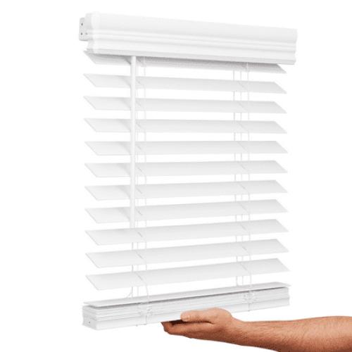 Lotus & Windoware Cordless 2 Faux Wood Room Darkening Horizontal Blind, 34.5 W x 72 L, Bright White, Embossed