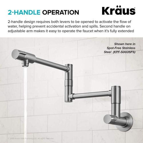 Bolden Wall Mount Pot Filler Kitchen Faucet with Retractable Arm in Spot-Free Antique Champagne Bronze
