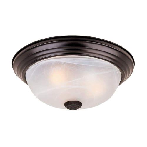 Size 14 in. Medium 2-Light Oil Rubbed Bronze Ceiling Light Flush Mount