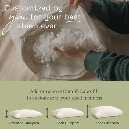 Coop Home Goods Adjustable Latex Pillow King, with Talalay Latex & Microfiber Fill, Naturally Cooling, Eco-Friendly, Medium Firm Pillow for Back, Stomach or Side Sleepers