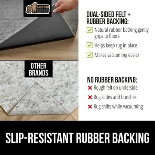 GORILLA GRIP Felt Rug Gripper Rug Pad 1/8” Thick 2x3 FT Protective Pads for Under Rugs