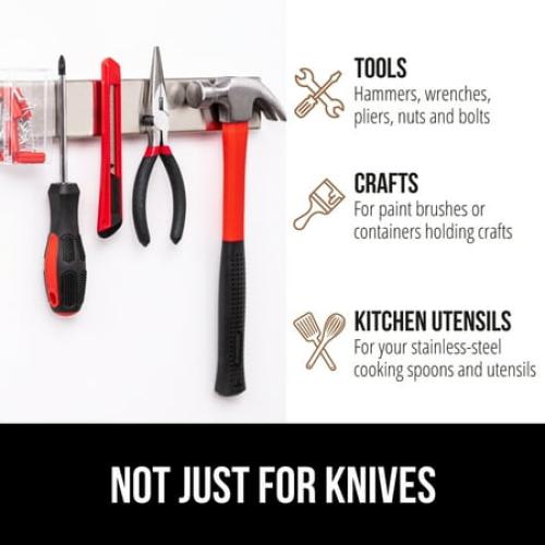 GORILLA GRIP Magnetic Knife Holder, 304 Stainless Steel Wall Mounted Magnet Strip for Knives, 24 Inch