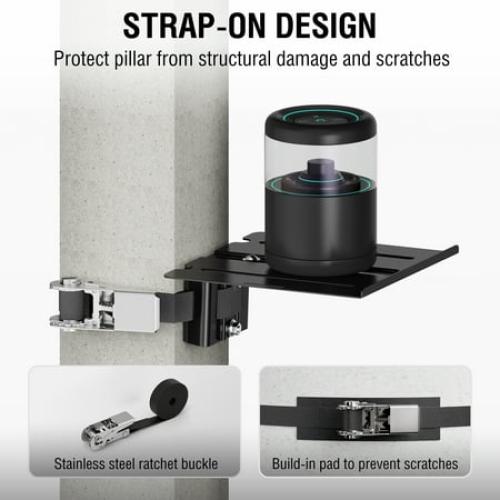 ZeboZap DIY Floating Shelf for Soundbars & Consoles | No Drill Pole Mount | Weatherproof | Black