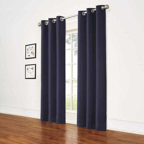 Thermapanel Midnight Solid Polyester 37 in. W x 84 in. L Room Darkening Single Grommet Top Curtain Panel