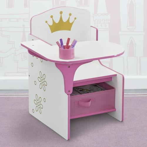 Delta Children Princess Crown Task Chair Desk with Storage Bin, Greenguard Gold Certified