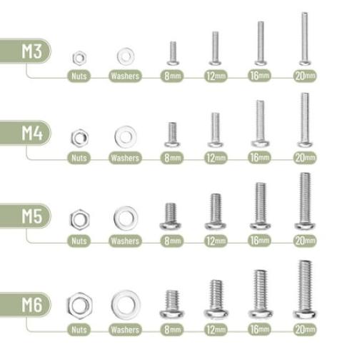 Mr. Pen- Nuts and Bolts Assortment Kit, 810 pcs, Stainless Steel M3 M4 M5 M6 Phillips Pan Head Assorted Nuts and Bolts