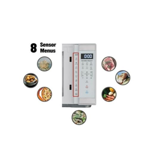 Hamilton Beach 1.1 Cu. ft. Countertop Microwave Oven, 1000 Watts, White Stainless Steel
