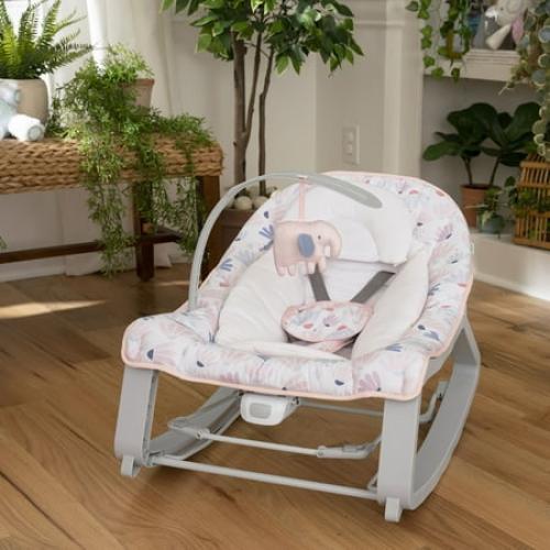 Ingenuity Keep Cozy 3-in-1 Baby Bouncer Seat & Infant to Toddler Rocker - Burst (Pink)