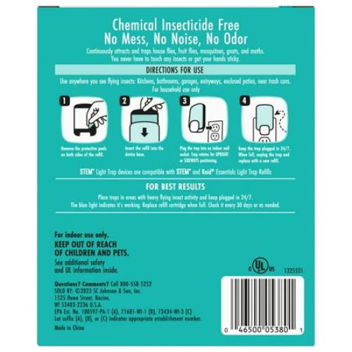 STEM Light Trap, Attracts and Traps Flying Insects, Emits Soft Blue Light, [Includes Starter Kit with 1 Light Trap and 3 Cartridges]