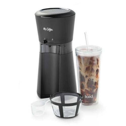 Mr. Coffee Iced Coffee Maker with Reusable Tumbler and Coffee Filter, Black