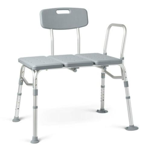 Medline Transfer Bench for Bathtubs and Showers, Slip-Resistant, 400 lb. Weight Capacity, Gray