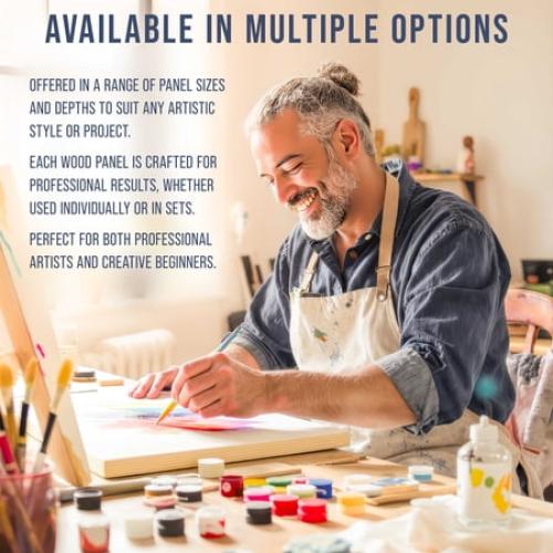 U.S. Art Supply 4 x 12 Unfinished Cradled Wood Panels for Painting, Gallery 1-1/2 Deep (4 Pack) - Artist Depth Wooden Wall Canvases - Mixed-Media Craft, Acrylic, Oil, Encaustic, Paint Pouring